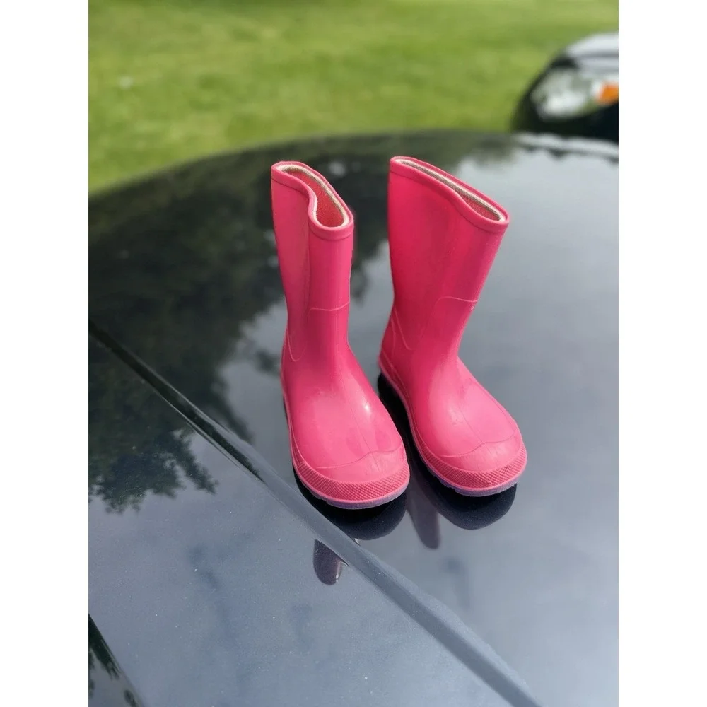 Kids Pink Rain Boots – Made in Canada – Size 7-8 Toddler Waterproof Rubber Boots